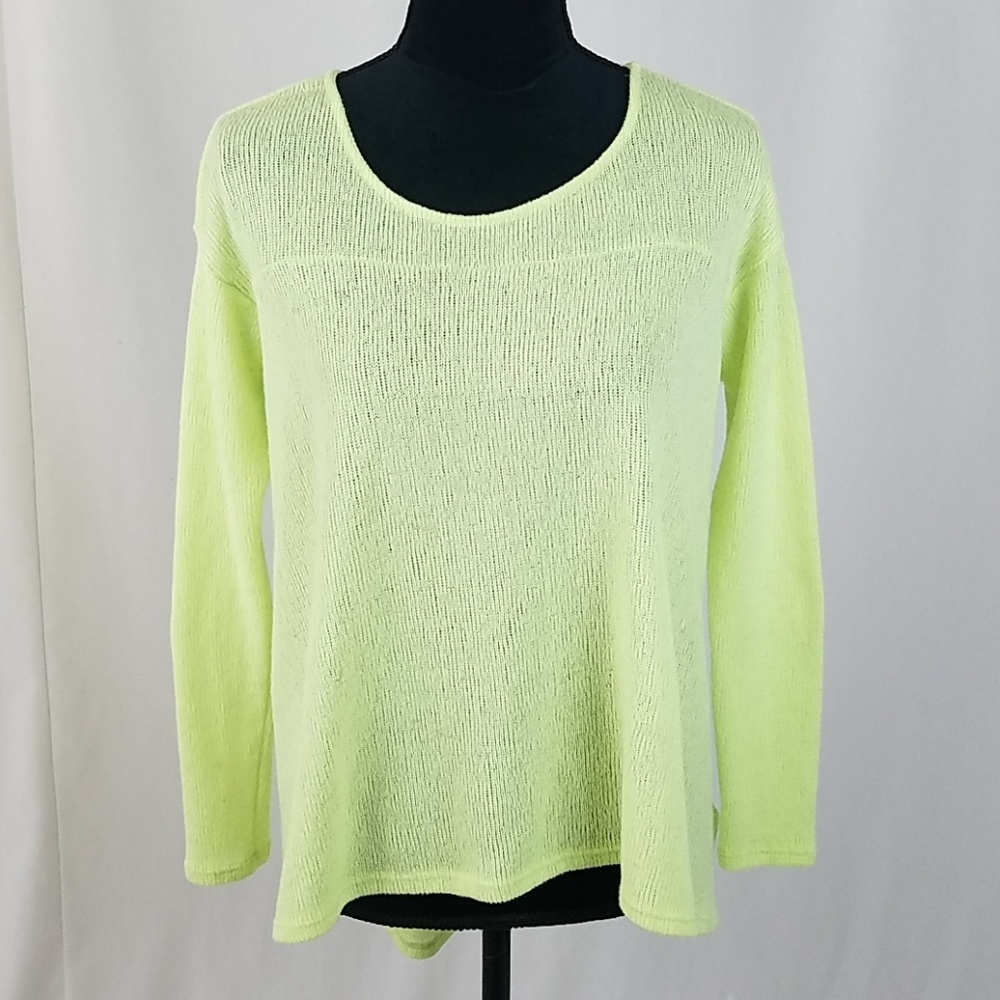 Kimchi Blue women XS neon yellow sweater hi-low long sleeve coastal